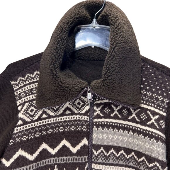 Lauren Ralph Lauren Cardigan Sweater Jacket Nordic Full Zip Pockets Wool Blend - Picture 2 of 14